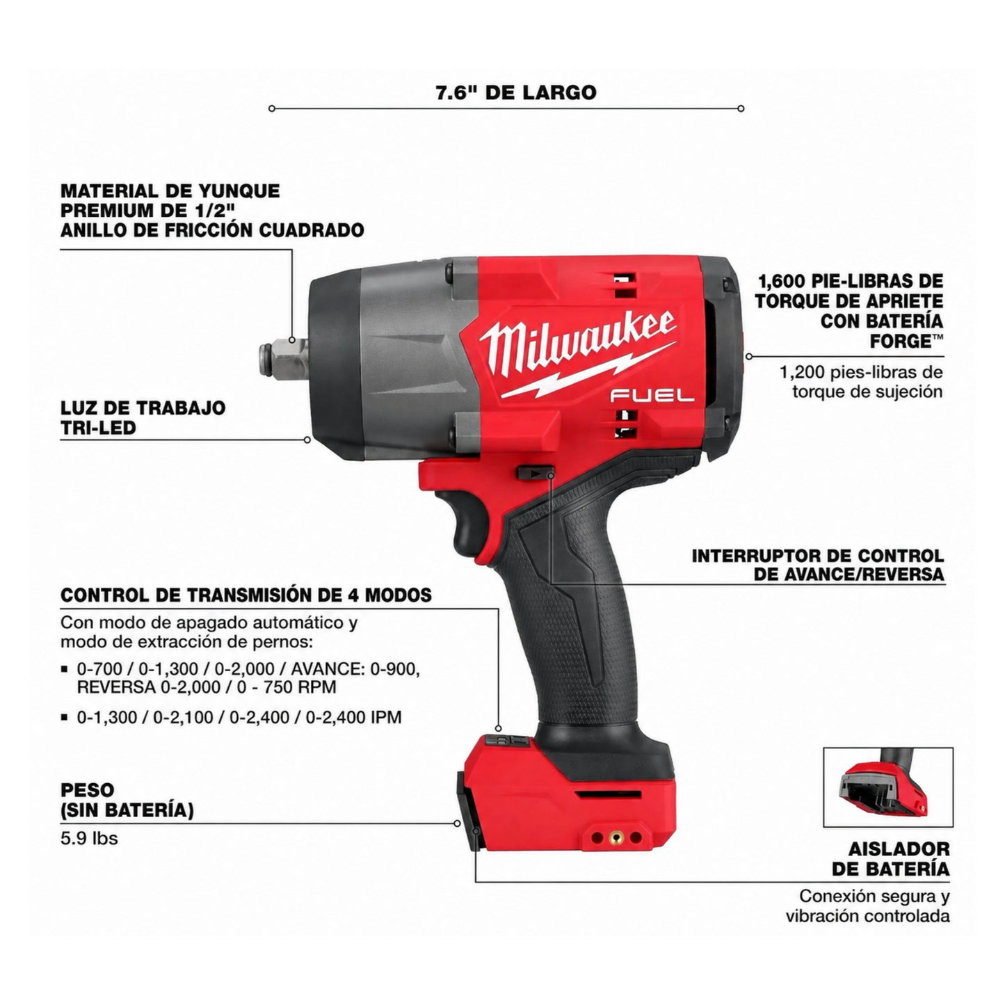 Pistola de impacto Milwaukee de 1/2¨