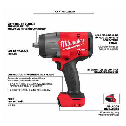 Pistola de impacto Milwaukee de 1/2¨